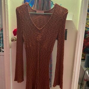 Lisa Says Gah Brown Textured Mini Dress